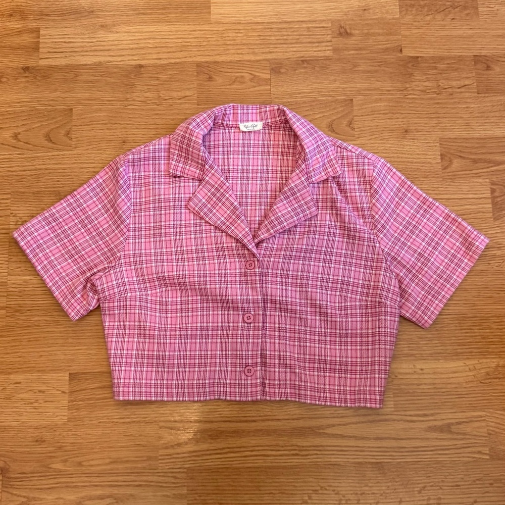 Brandy Melville Pink Plaid Shirt